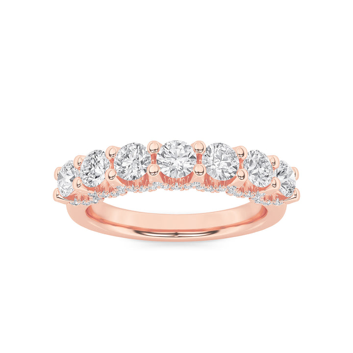 1CTW Round Shaped Lab Grown Diamond (F/VS) Accented Double Halo Set of Band and  Ring in 14K Gold