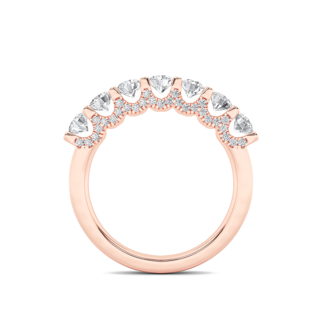 1CTW Round Shaped Lab Grown Diamond (F/VS) Accented Double Halo Set of Band and  Ring in 14K Gold