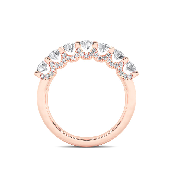 1CTW Round Shaped Lab Grown Diamond (F/VS) Accented Double Halo Set of Band and  Ring in 14K Gold
