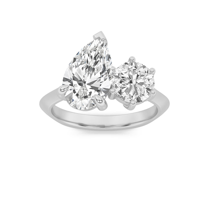 3Cttw Pear Shaped Lab Grown Diamond (F/VS) Toi etMoi Engagement Ring in 14K Gold