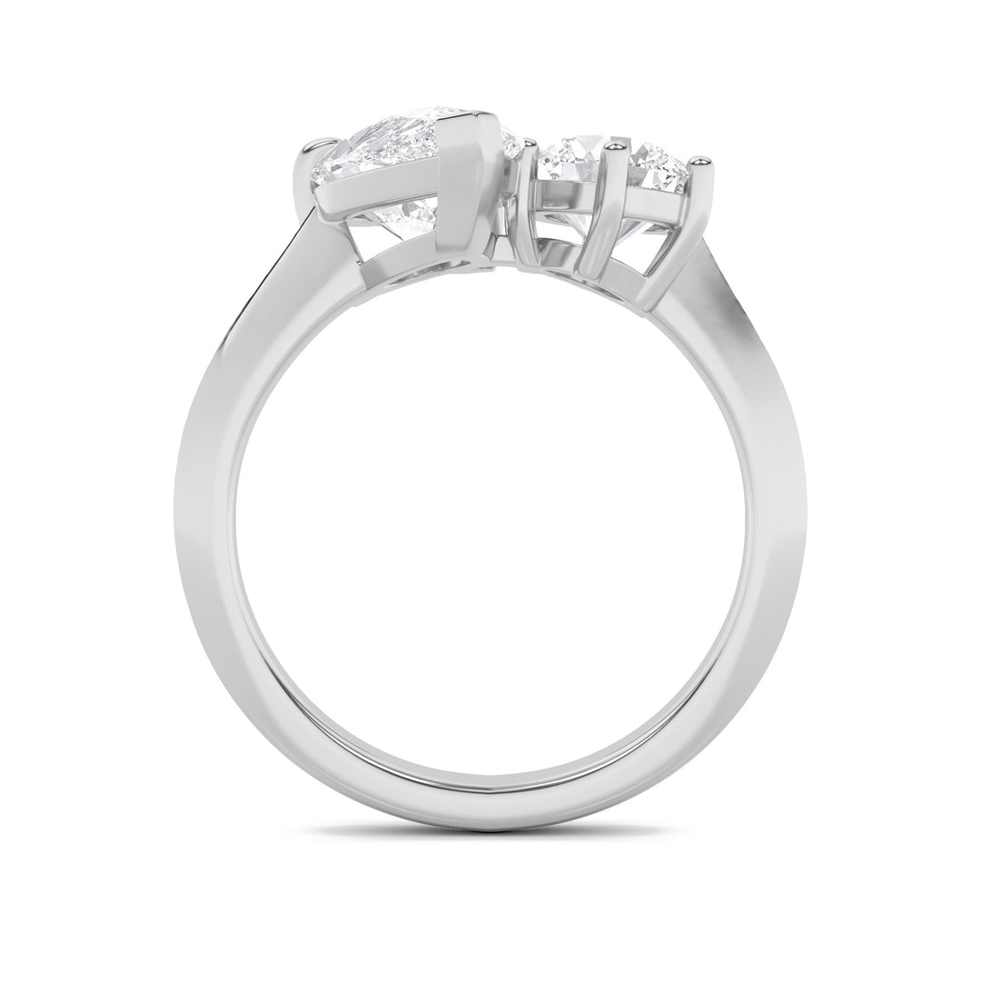 3Cttw Pear Shaped Lab Grown Diamond (F/VS) Toi etMoi Engagement Ring in 14K Gold