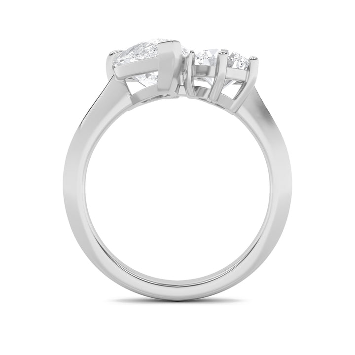 3Cttw Pear Shaped Lab Grown Diamond (F/VS) Toi etMoi Engagement Ring in 14K Gold