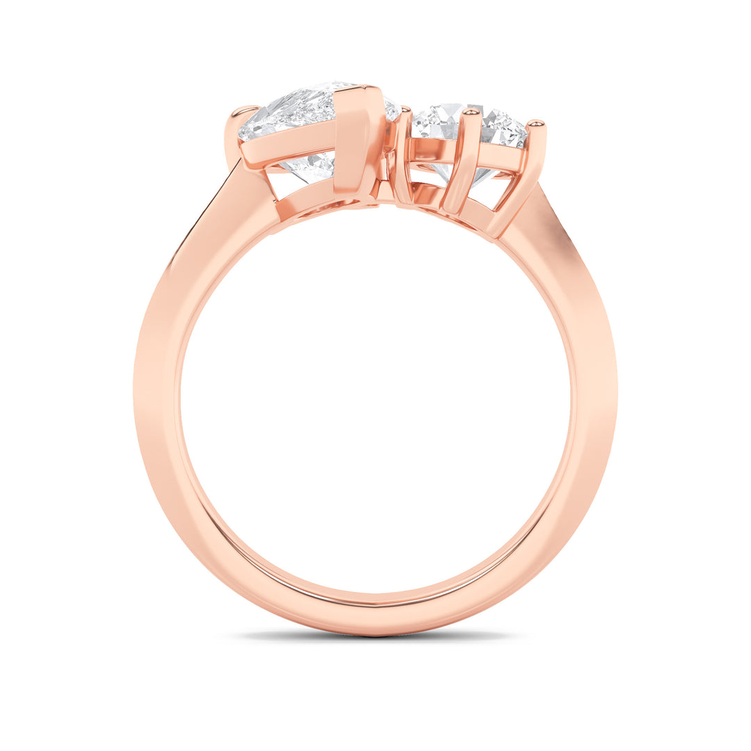 3Cttw Pear Shaped Lab Grown Diamond (F/VS) Toi etMoi Engagement Ring in 14K Gold