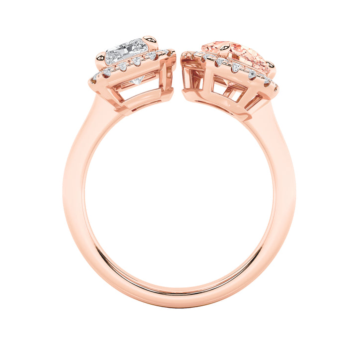 3Cttw Radiant Shaped Lab Grown Diamond (F/VS) Toiet Moi Fashiion Ring in 14K Gold