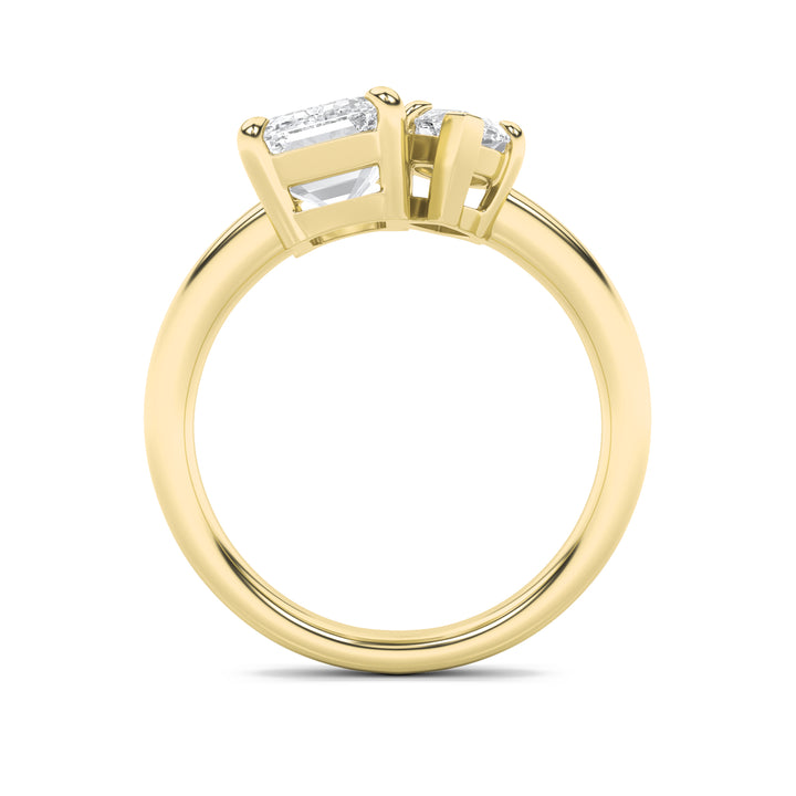 3Cttw Emerald Shaped Lab Grown Diamond (F/VS) Toiet Moi Engagement Ring in 14K Gold