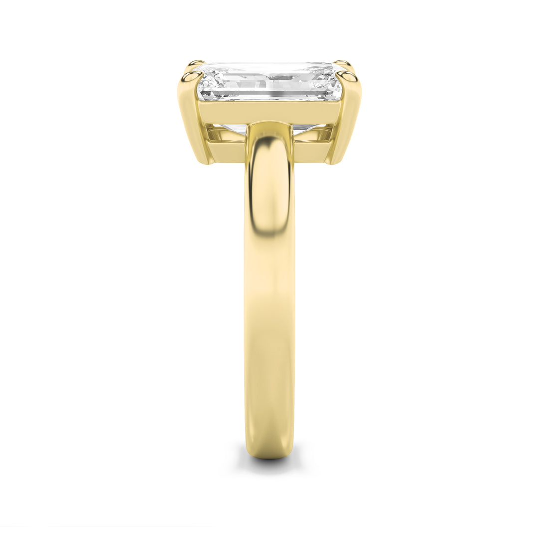 3Cttw Emerald Shaped Lab Grown Diamond (F/VS) Toiet Moi Engagement Ring in 14K Gold
