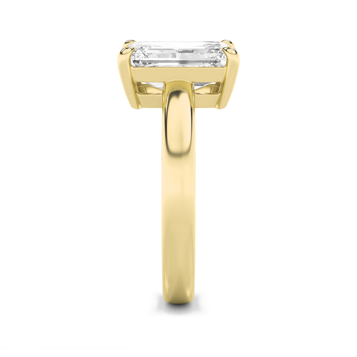 3Cttw Emerald Shaped Lab Grown Diamond (F/VS) Toiet Moi Engagement Ring in 14K Gold