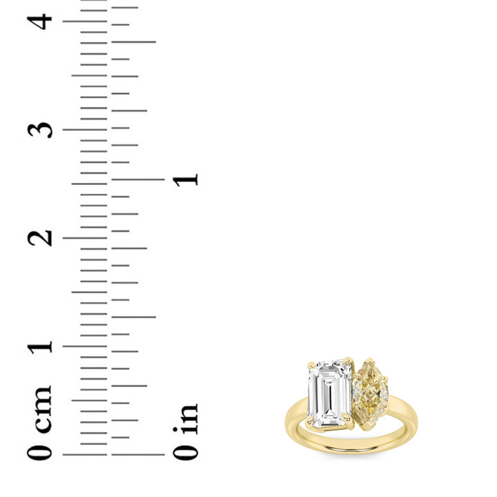 3Cttw Emerald Shaped Lab Grown Diamond (F/VS) Toiet Moi Engagement Ring in 14K Gold