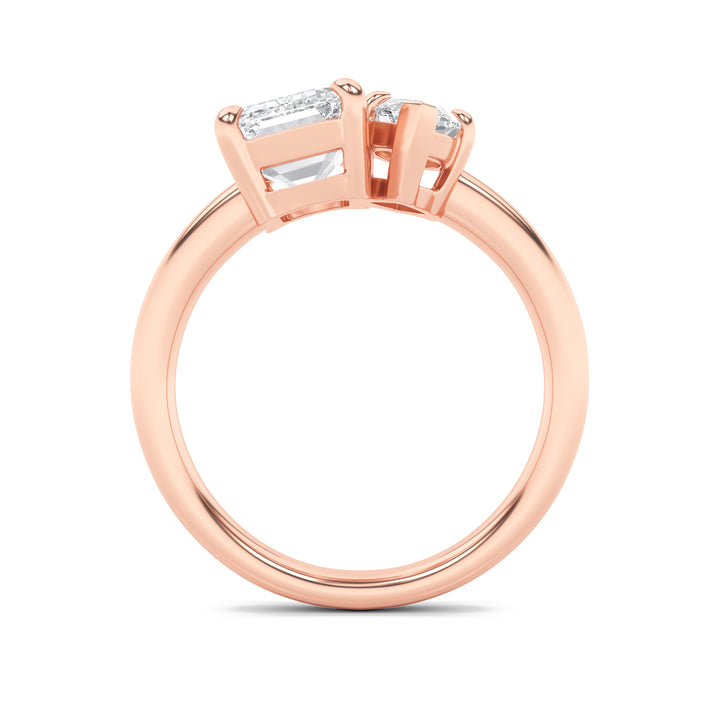 3Cttw Emerald Shaped Lab Grown Diamond (F/VS) Toiet Moi Engagement Ring in 14K Gold
