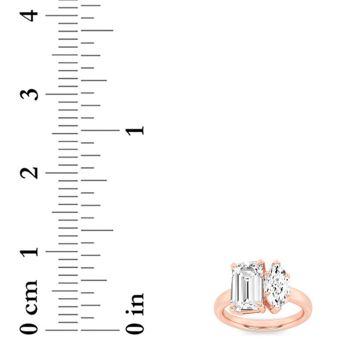 3Cttw Emerald Shaped Lab Grown Diamond (F/VS) Toiet Moi Engagement Ring in 14K Gold