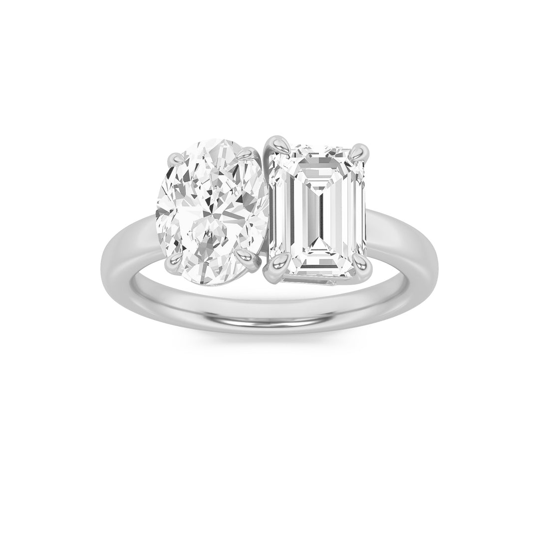 3Cttw Emerald Shaped Lab Grown Diamond (F/VS) Toiet Moi Engagement Ring in 14K Gold