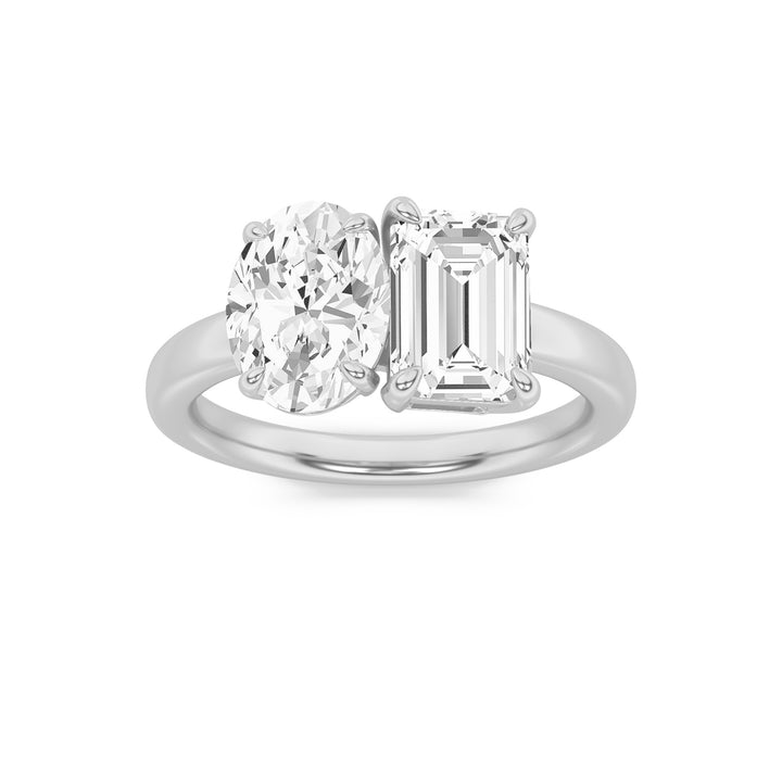 3Cttw Emerald Shaped Lab Grown Diamond (F/VS) Toiet Moi Engagement Ring in 14K Gold