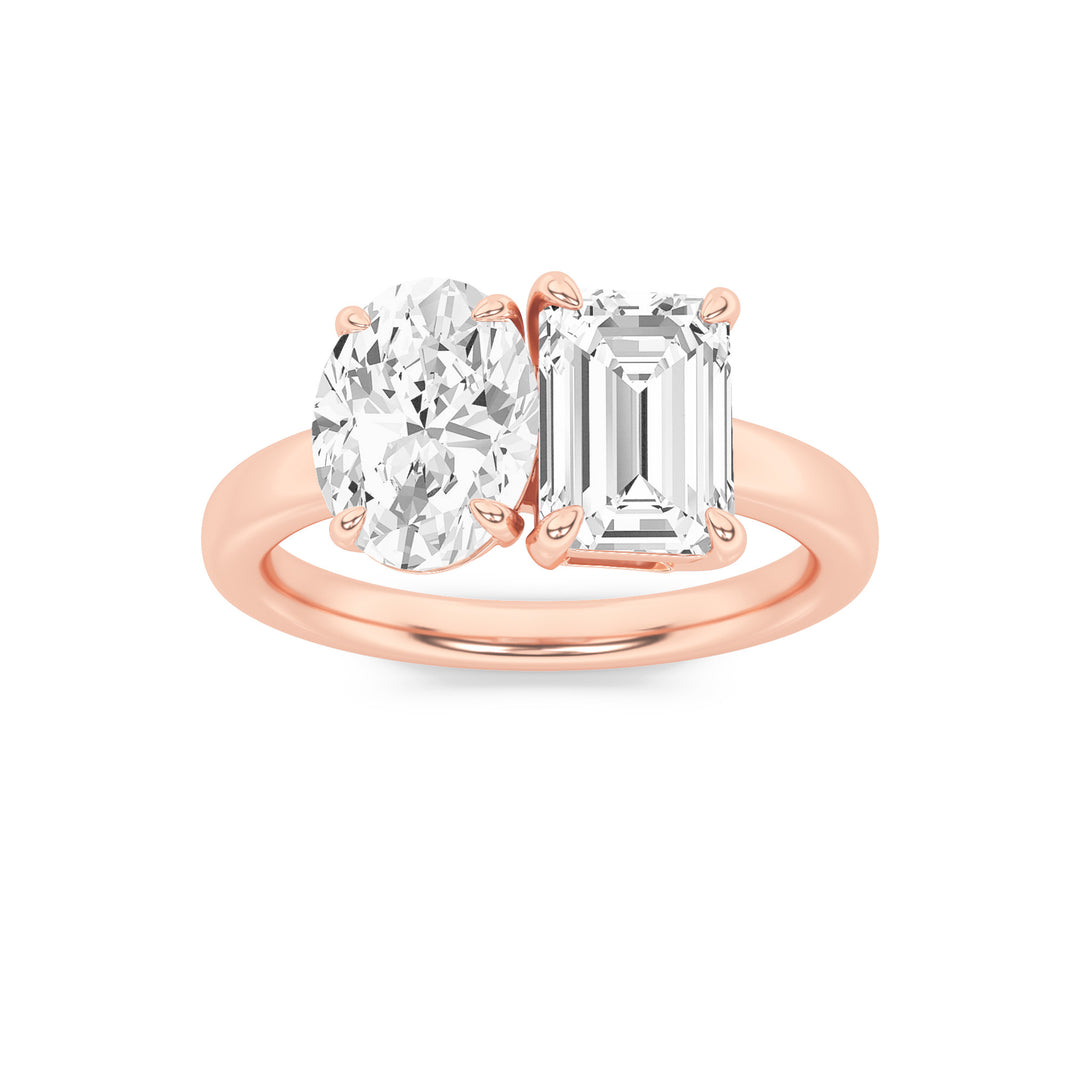 3Cttw Emerald Shaped Lab Grown Diamond (F/VS) Toiet Moi Engagement Ring in 14K Gold
