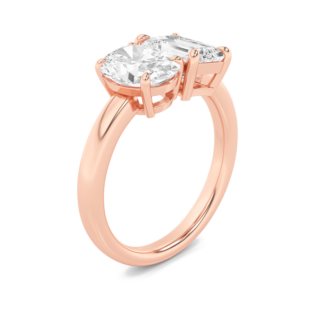 3Cttw Emerald Shaped Lab Grown Diamond (F/VS) Toiet Moi Engagement Ring in 14K Gold