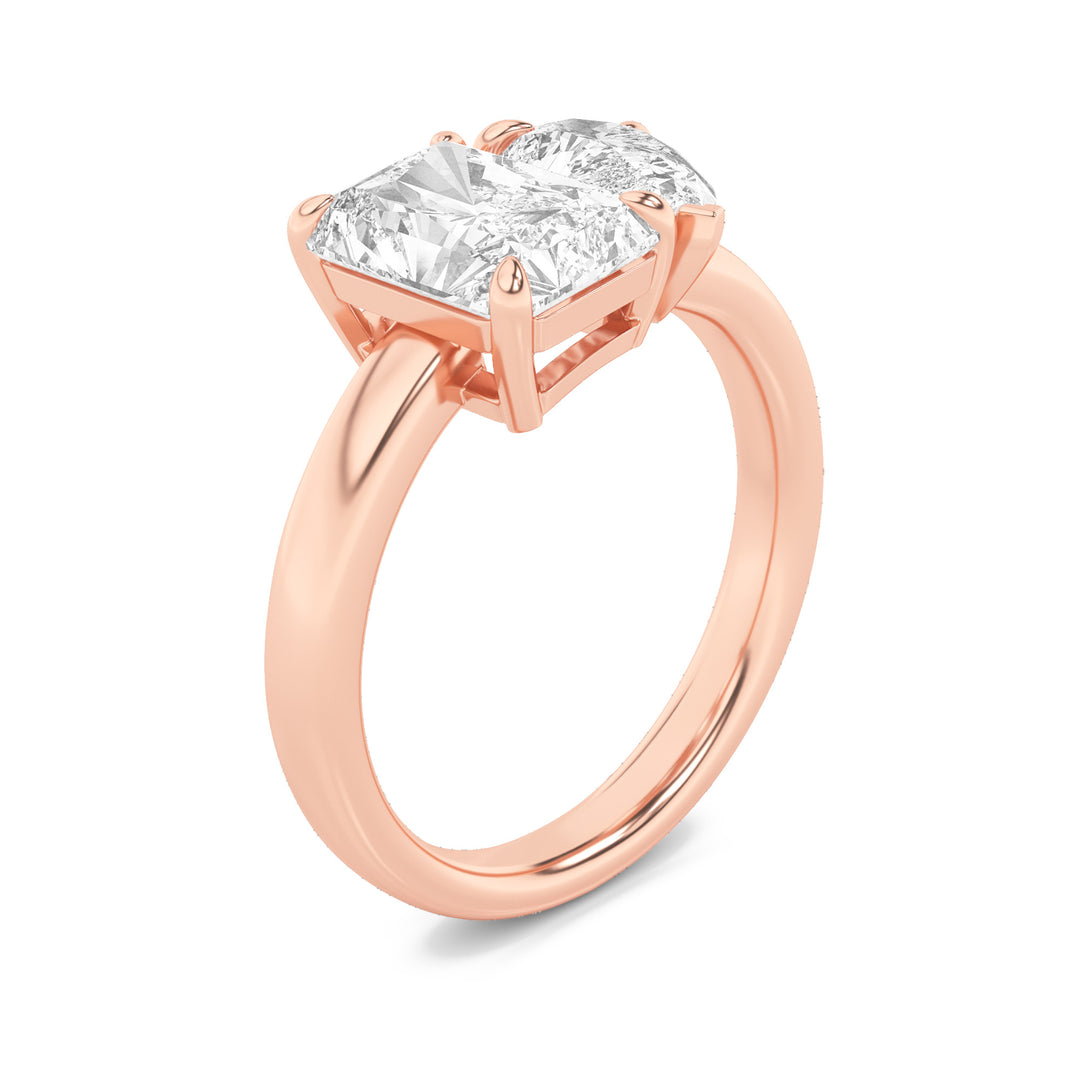 3Cttw Radiant Shaped Lab Grown Diamond (F/VS) Toiet Moi Fashiion Ring in 14K Gold
