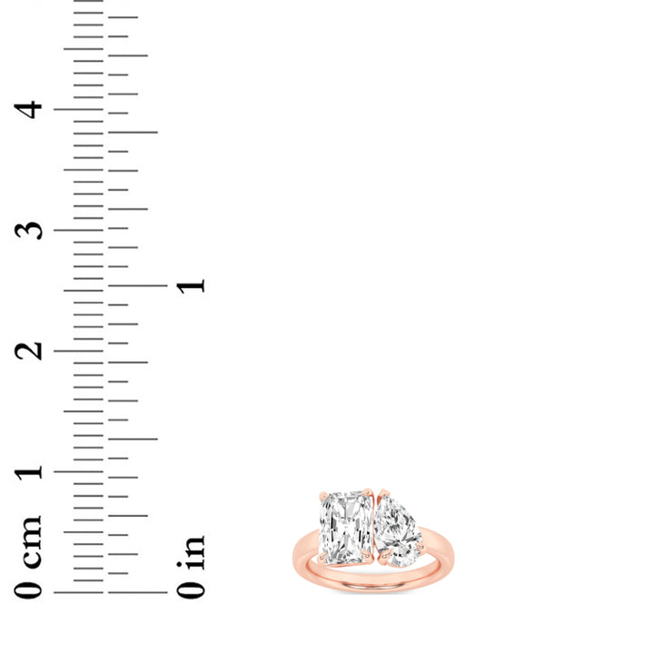 3Cttw Radiant Shaped Lab Grown Diamond (F/VS) Toiet Moi Fashiion Ring in 14K Gold