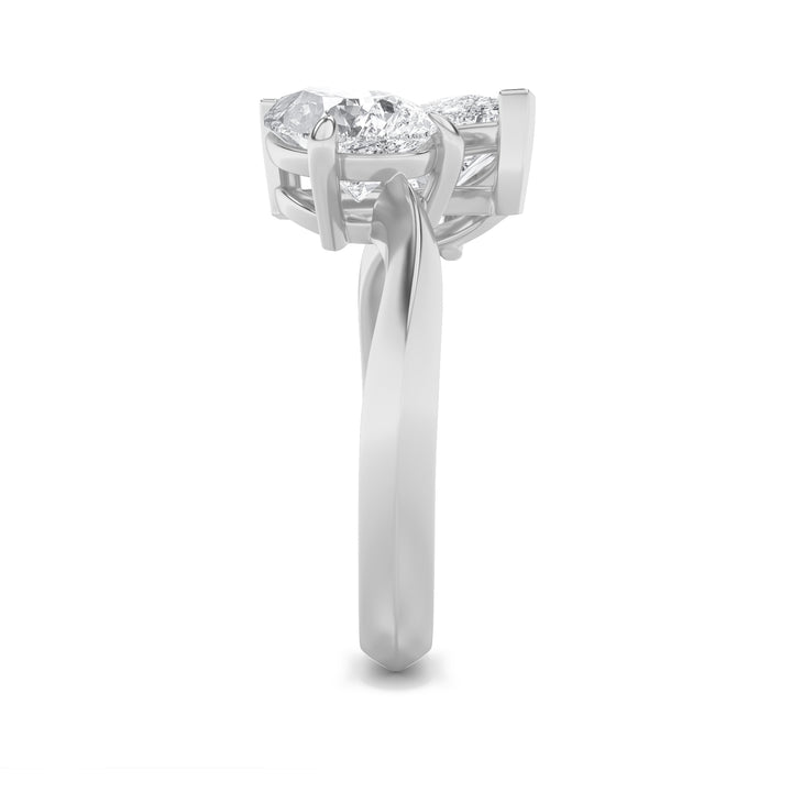 3Cttw Pear Shaped Lab Grown Diamond (G/VS) Toi etMoi Engagement Ring in 14K Gold