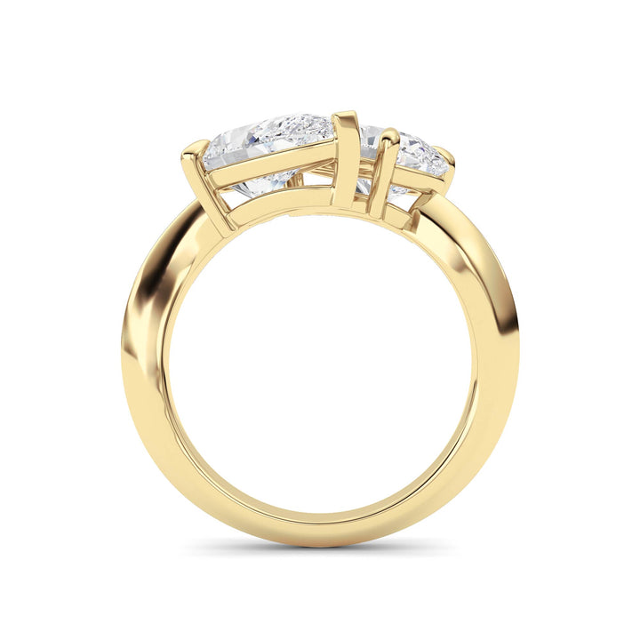 3Cttw Pear Shaped Lab Grown Diamond (G/VS) Toi etMoi Engagement Ring in 14K Gold