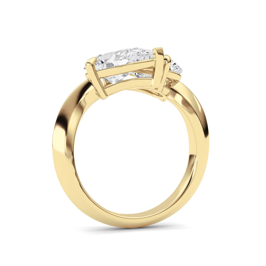 3Cttw Pear Shaped Lab Grown Diamond (G/VS) Toi etMoi Engagement Ring in 14K Gold