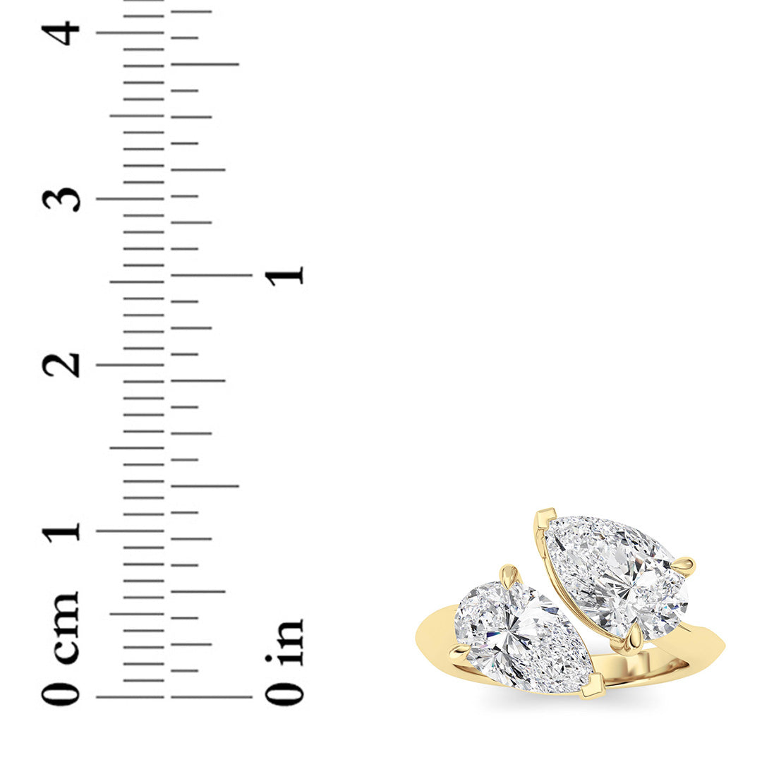 3Cttw Pear Shaped Lab Grown Diamond (G/VS) Toi etMoi Engagement Ring in 14K Gold
