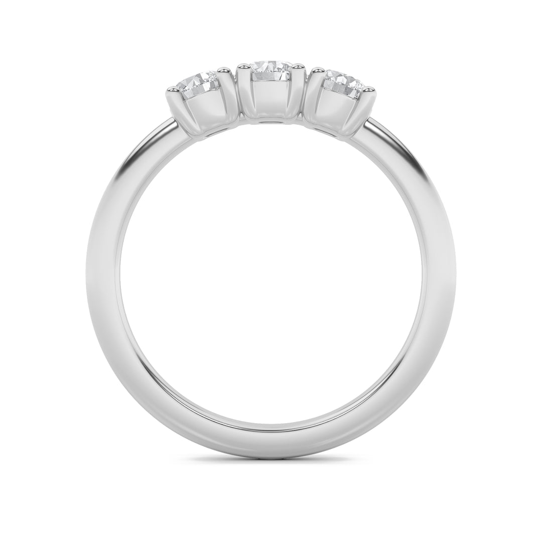 0.75CTW Round Shaped Lab Grown Diamond (F/VS) Three Stone Band Ring in 14K Gold