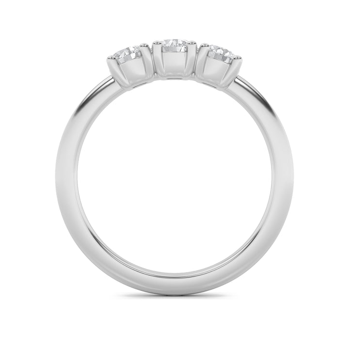 0.75CTW Round Shaped Lab Grown Diamond (F/VS) Three Stone Band Ring in 14K Gold