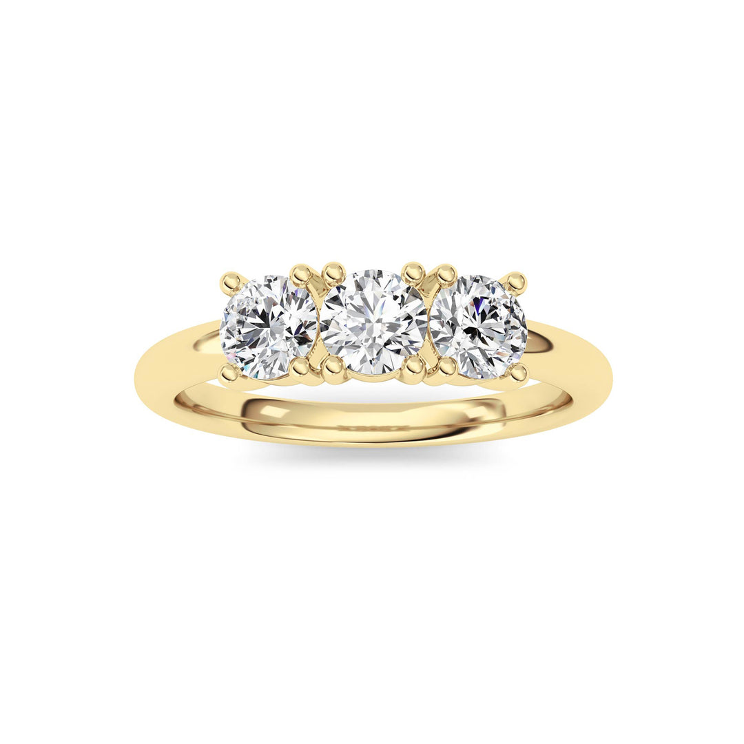 0.75CTW Round Shaped Lab Grown Diamond (F/VS) Three Stone Band Ring in 14K Gold