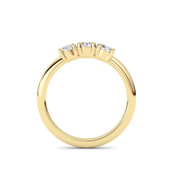 0.75CTW Round Shaped Lab Grown Diamond (F/VS) Three Stone Band Ring in 14K Gold