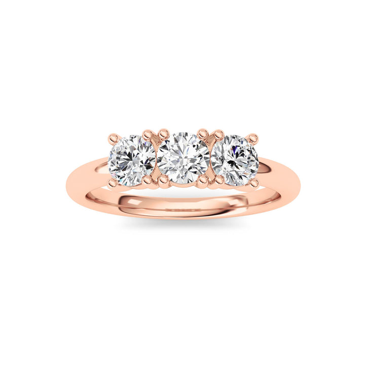0.75CTW Round Shaped Lab Grown Diamond (F/VS) Three Stone Band Ring in 14K Gold