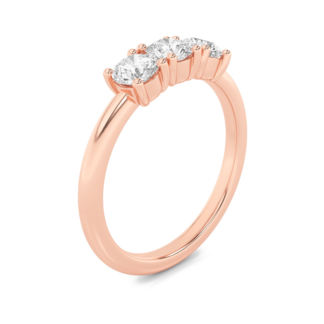 0.75CTW Round Shaped Lab Grown Diamond (F/VS) Three Stone Band Ring in 14K Gold