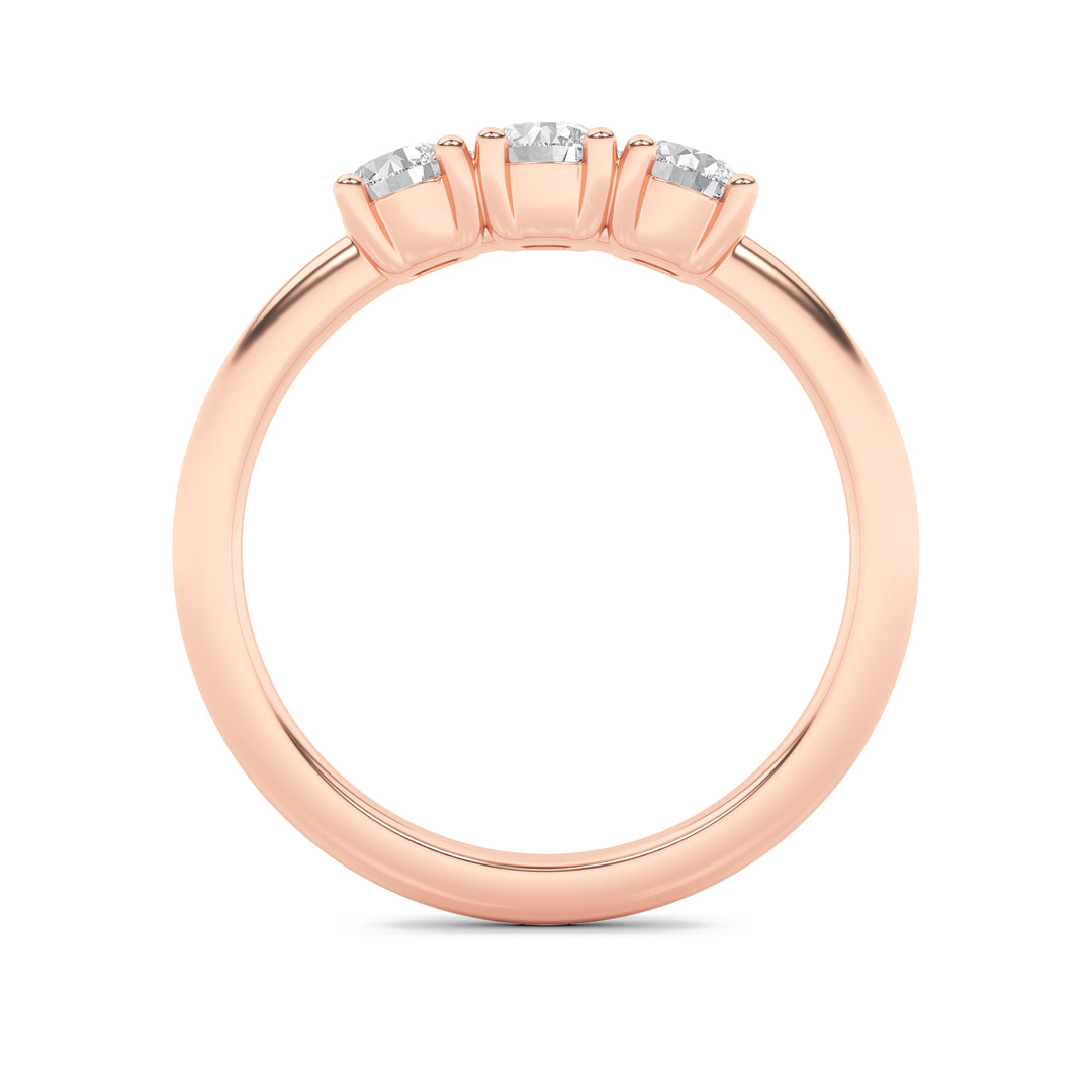 0.75CTW Round Shaped Lab Grown Diamond (F/VS) Three Stone Band Ring in 14K Gold