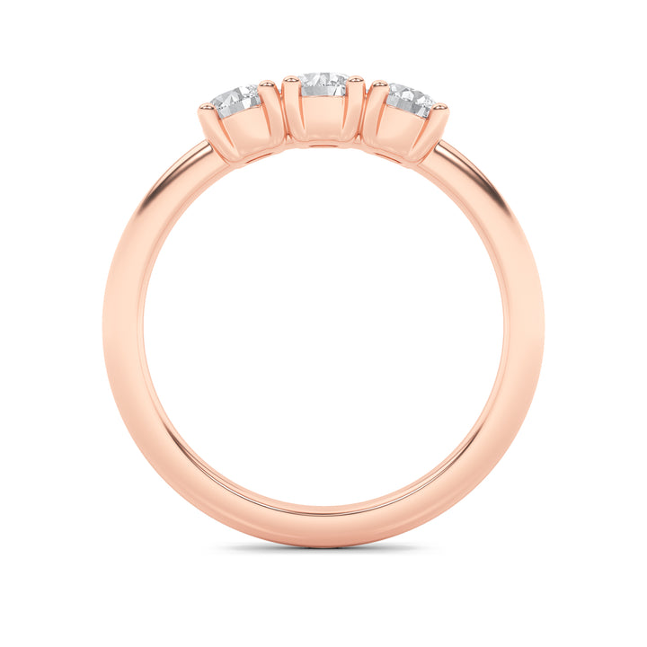 0.75CTW Round Shaped Lab Grown Diamond (F/VS) Three Stone Band Ring in 14K Gold