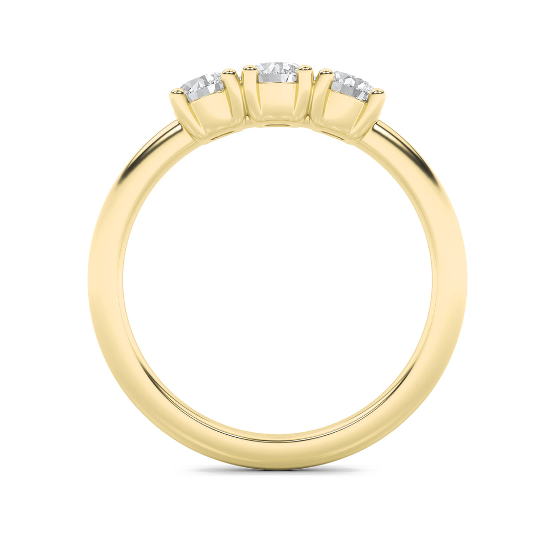 1.5CTW Round Shaped Lab Grown Diamond (F/VS) Three Stone Band Ring in 14K Gold