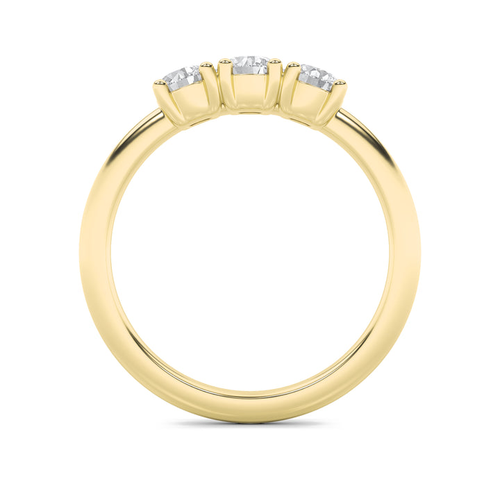 1.5CTW Round Shaped Lab Grown Diamond (F/VS) Three Stone Band Ring in 14K Gold