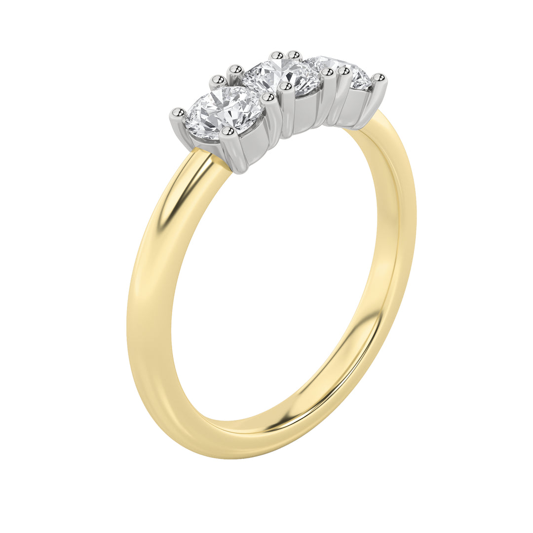 2CTW Round Shaped Lab Grown Diamond (G/VS) Three Stone Band Ring in 14K Gold