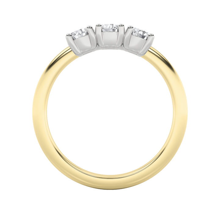 2CTW Round Shaped Lab Grown Diamond (G/VS) Three Stone Band Ring in 14K Gold