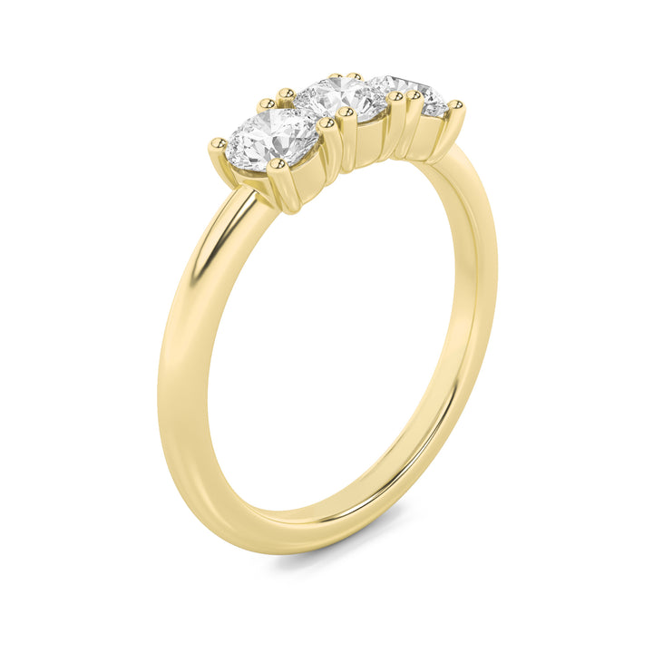 3Cttw Round Shaped Lab Grown Diamond (F/VS) ThreeStone Band Ring in 14K Gold
