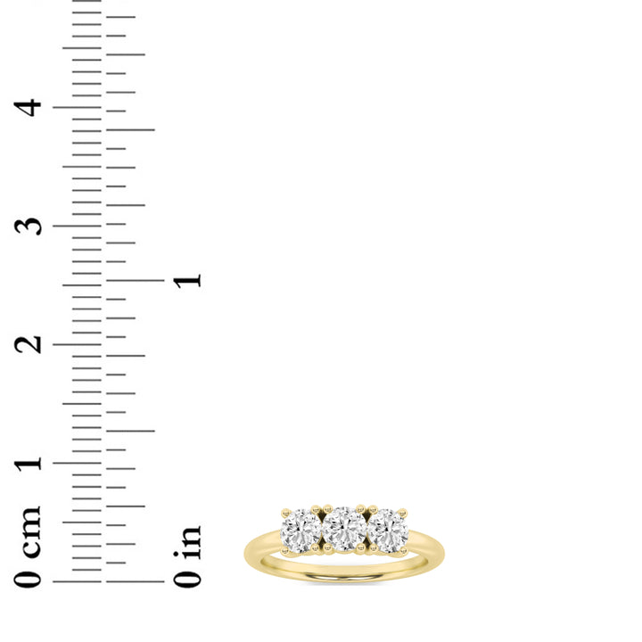 3Cttw Round Shaped Lab Grown Diamond (F/VS) ThreeStone Band Ring in 14K Gold