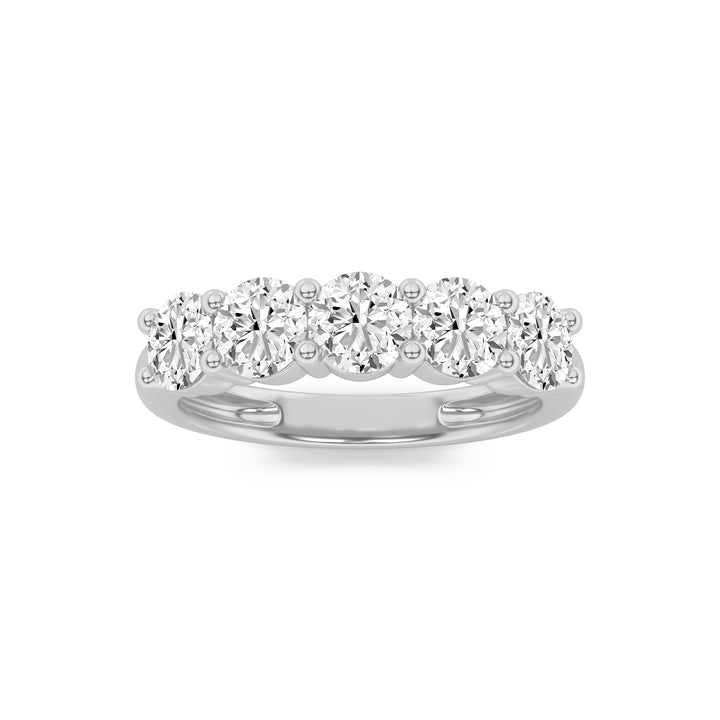 3CTW Round Shaped Lab Grown Diamond (F/VS) Five Stone Band Ring in 14K White Gold
