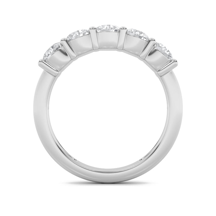 3CTW Round Shaped Lab Grown Diamond (F/VS) Five Stone Band Ring in 14K White Gold