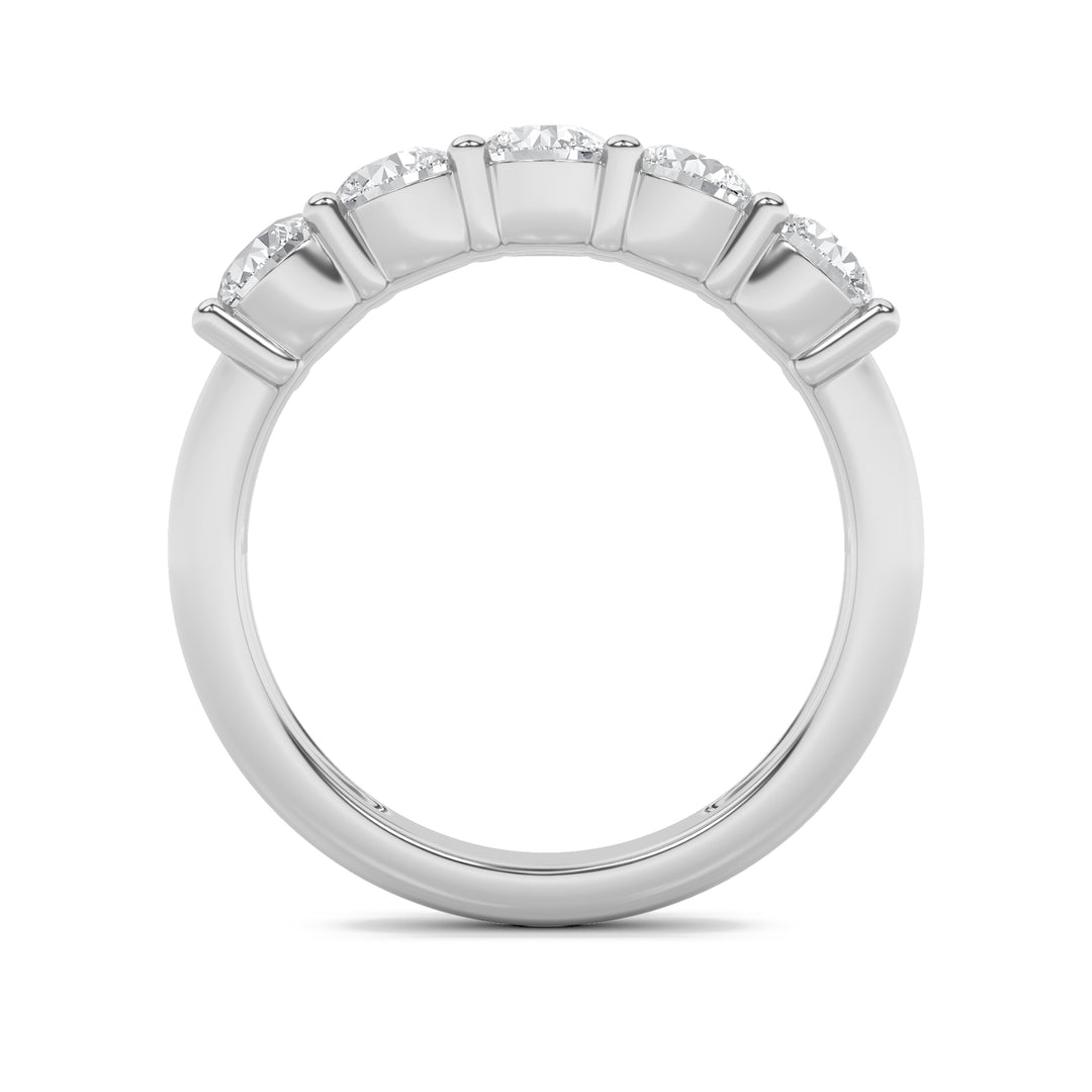 1.5CTW Round Shaped Lab Grown Diamond (F/VS) Five Stone Band Ring in 14K Gold