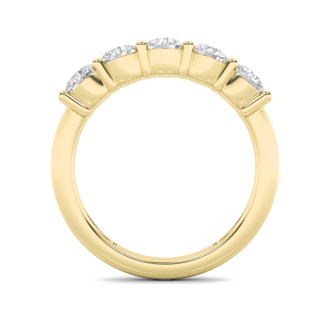1.5CTW Round Shaped Lab Grown Diamond (F/VS) Five Stone Band Ring in 14K Gold