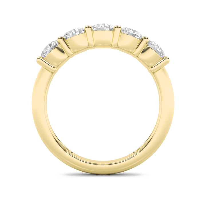 1.5CTW Round Shaped Lab Grown Diamond (F/VS) Five Stone Band Ring in 14K Gold