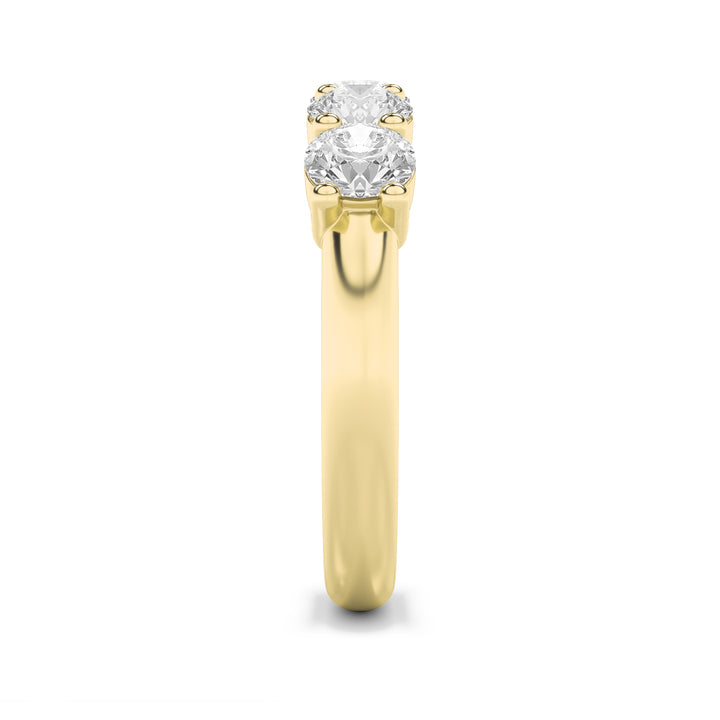1.5CTW Round Shaped Lab Grown Diamond (F/VS) Five Stone Band Ring in 14K Gold