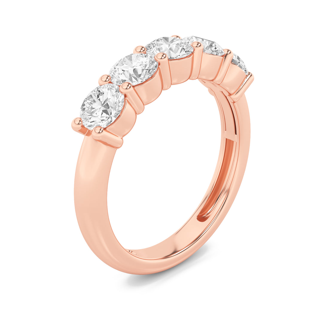 1.5CTW Round Shaped Lab Grown Diamond (F/VS) Five Stone Band Ring in 14K Gold
