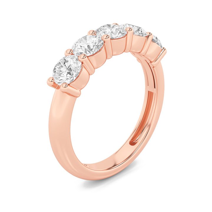 1.5CTW Round Shaped Lab Grown Diamond (F/VS) Five Stone Band Ring in 14K Gold