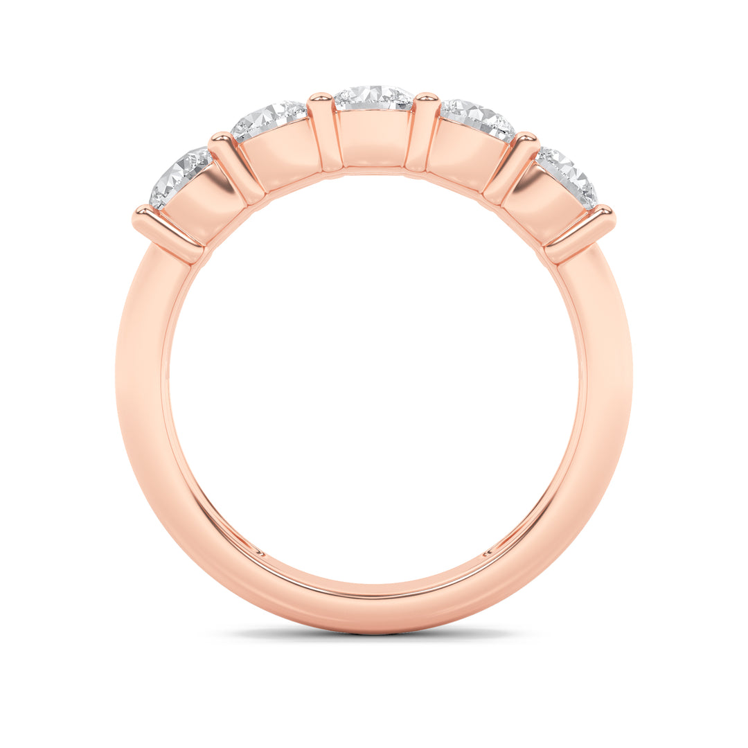 1.5CTW Round Shaped Lab Grown Diamond (F/VS) Five Stone Band Ring in 14K Gold