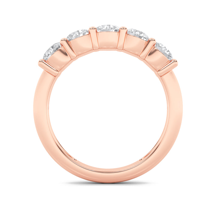 1.5CTW Round Shaped Lab Grown Diamond (F/VS) Five Stone Band Ring in 14K Gold