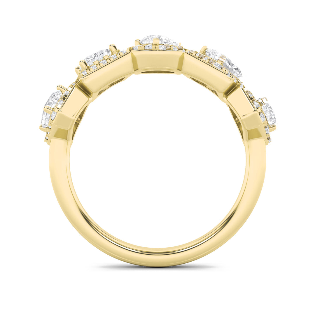 1.5CTW Mix Shaped Lab Grown Diamond (F/VS) Five Stone Ring in 14K Gold