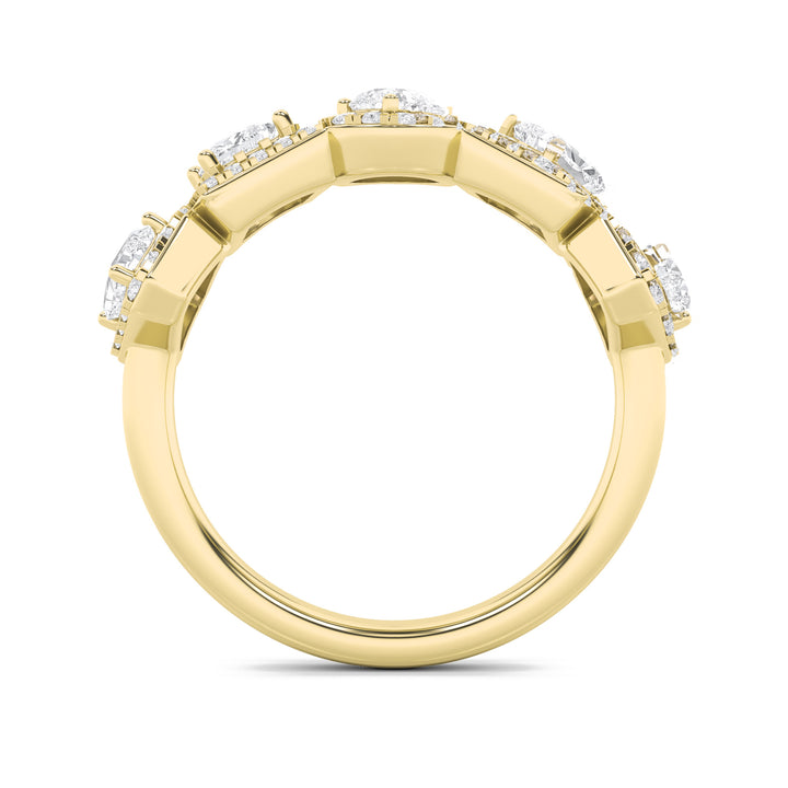 1.5CTW Mix Shaped Lab Grown Diamond (F/VS) Five Stone Ring in 14K Gold